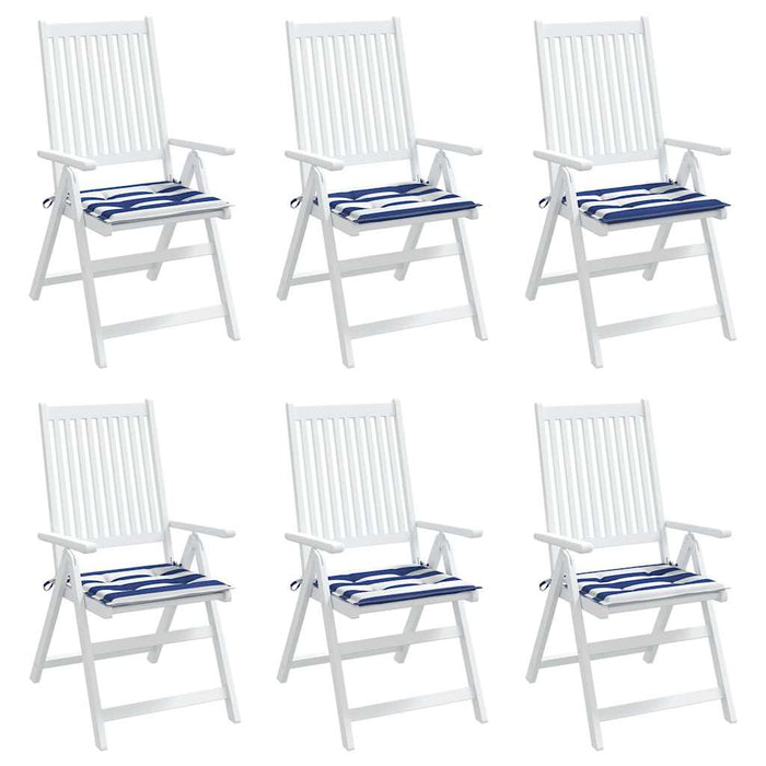 Perne scaun grădină 6 buc dungi albastru&alb 50x50x4 cm, textil WALTI