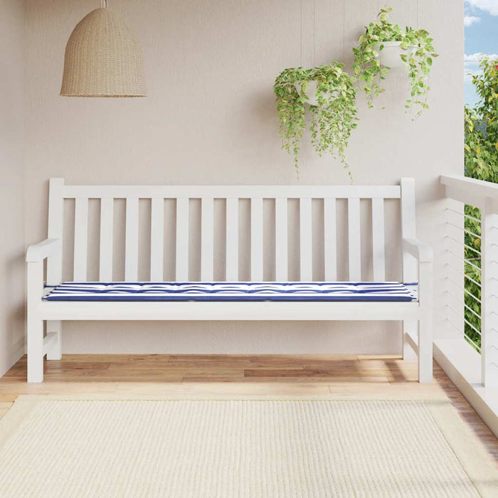 Pernă bancă de grădină, dungi albastru/alb, 200x50x4 cm, textil WALTI