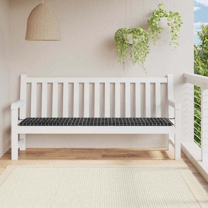 Pernă bancă de grădină, negru carouri, 200x50x4 cm, textil WALTI