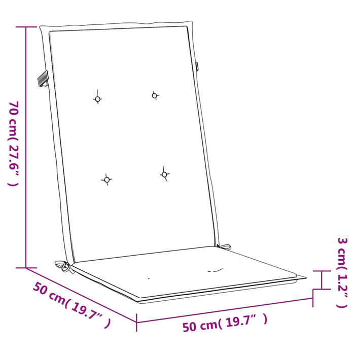 Perne scaun cu spătar înalt, 2 buc., roz, 120x50x3 cm, textil - WALTI WALTI