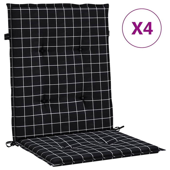 Perne de scaun spătar jos, 4 buc. negru, model carouri, textil - WALTI WALTI