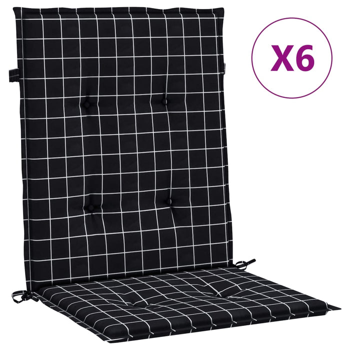 Perne de scaun spătar jos, 6 buc. negru, model carouri, textil - WALTI WALTI