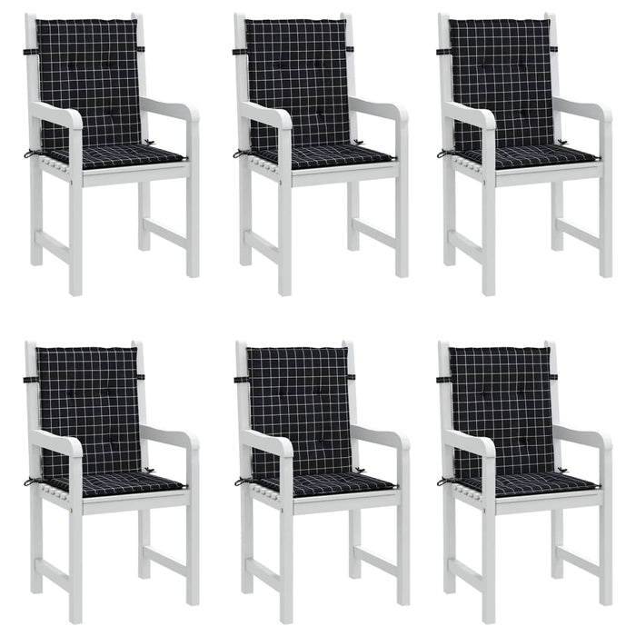 Perne de scaun spătar jos, 6 buc. negru, model carouri, textil - WALTI WALTI