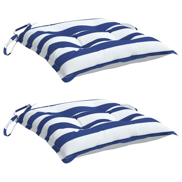Perne de scaun, 2 buc., albastru&alb, 40x40x7 cm, textil, dungi WALTI
