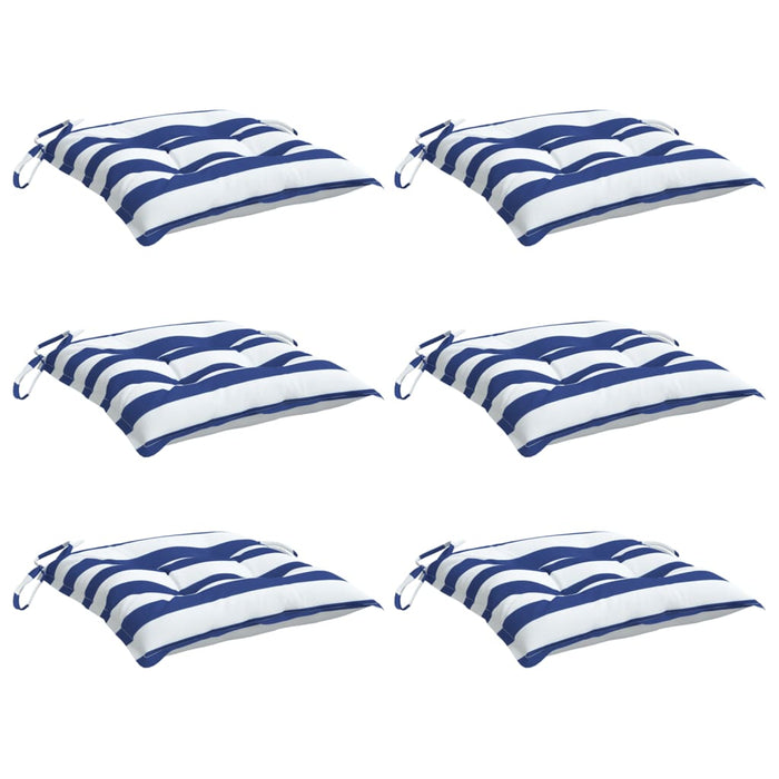 Perne de scaun, 6 buc., albastru&alb, 50x50x7 cm, textil oxford - WALTI WALTI