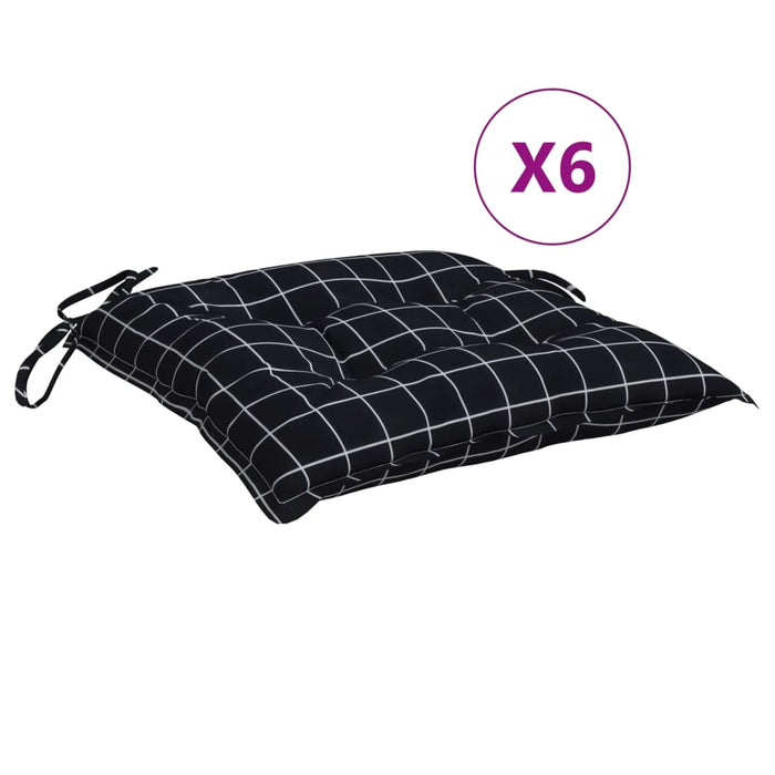 Perne scaun, 6 buc., negru carouri, 50x50x7 cm, textil oxford - WALTI WALTI