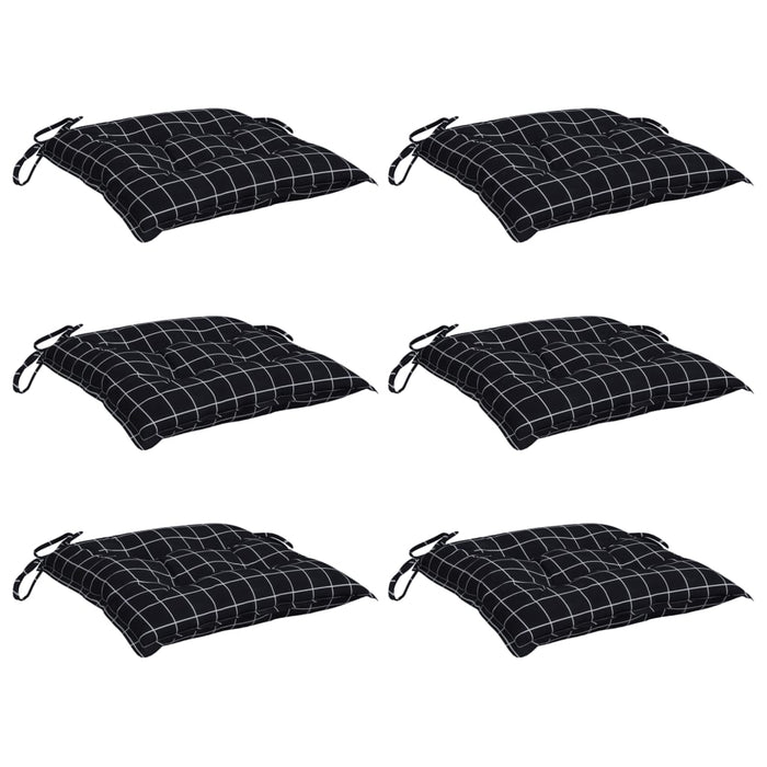 Perne scaun, 6 buc., negru carouri, 50x50x7 cm, textil oxford - WALTI WALTI