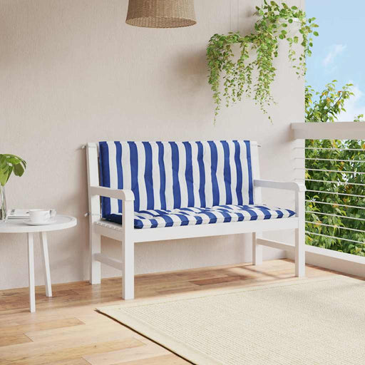 Perne bancă grădină, 2 buc., albastru&alb, 120x50x7 cm, textil - WALTI WALTI