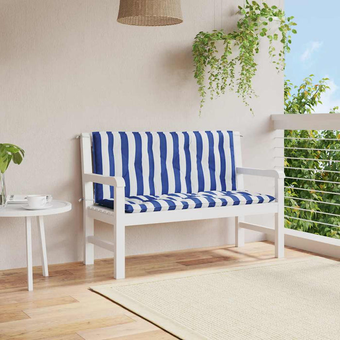 Perne bancă grădină, 2 buc., albastru&alb, 120x50x7 cm, textil - WALTI WALTI