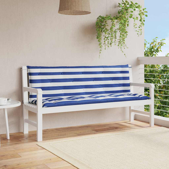 Perne bancă, 2 buc., 150x50x7 cm dungi albastre și albe, oxford - WALTI WALTI