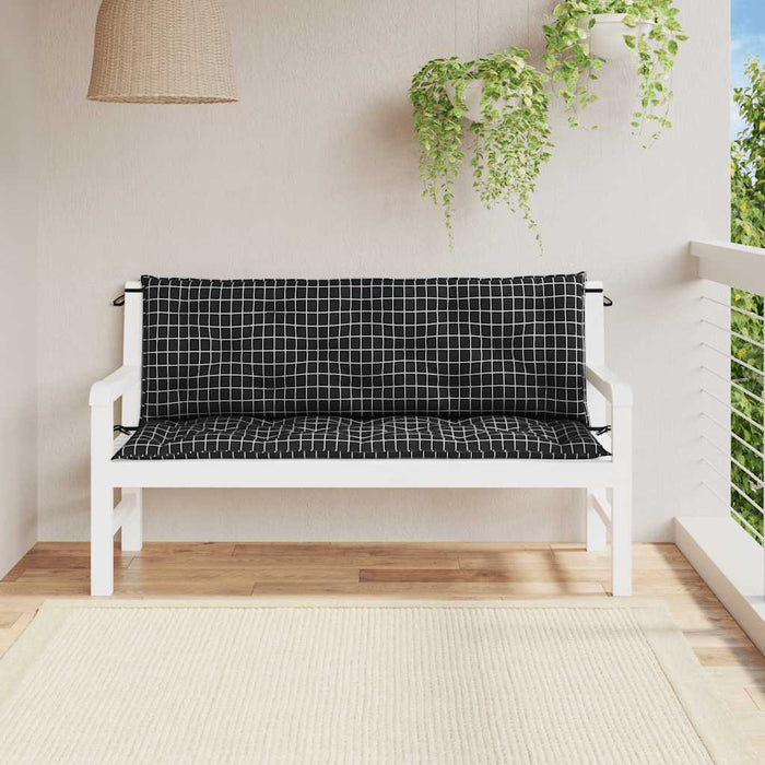 Perne bancă de grădină, 2 buc, 150x50x7cm negru carouri, textil WALTI