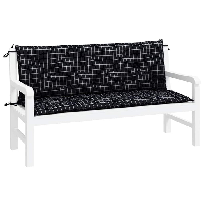 Perne bancă de grădină, 2 buc, 150x50x7cm negru carouri, textil WALTI