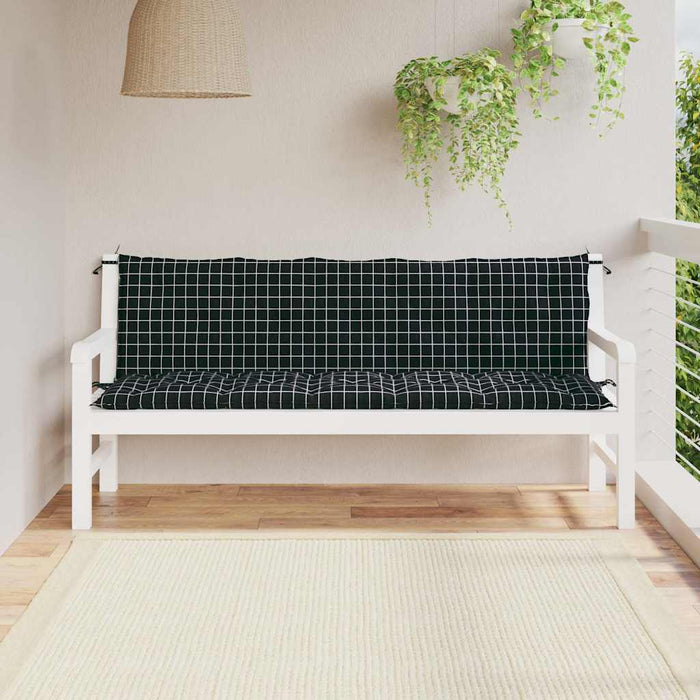 Perne bancă de grădină, 2 buc., negru carouri, textil oxford WALTI