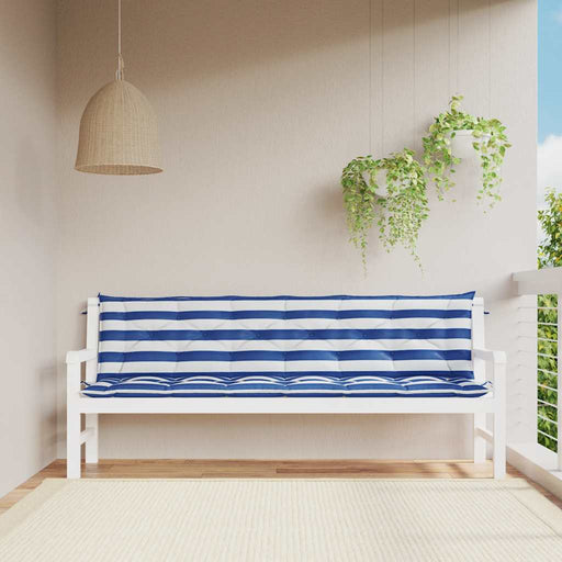Perne bancă, 2 buc, dungi albastre și albe, 200x50x7 cm, textil - WALTI WALTI