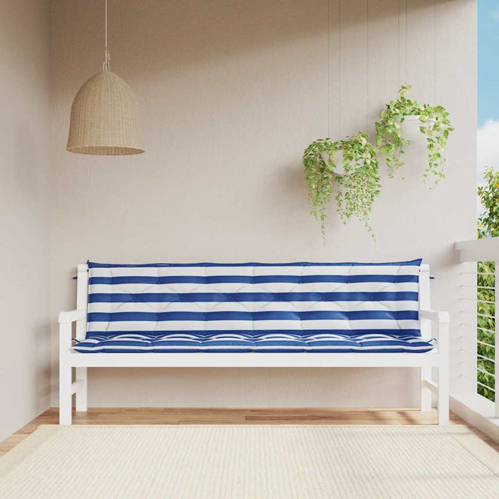 Perne bancă, 2 buc, dungi albastre și albe, 200x50x7 cm, textil - WALTI WALTI