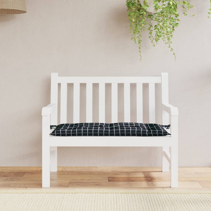 Pernă bancă de grădină, negru, 110x50x7cm, carouri, textil WALTI