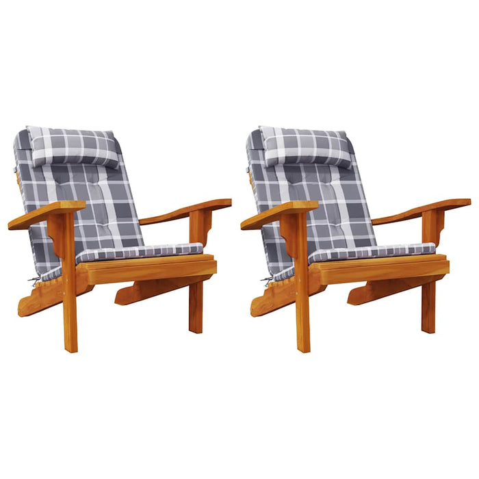 Perne scaun Adirondack, 2 buc, gri, careuri, textil oxford WALTI