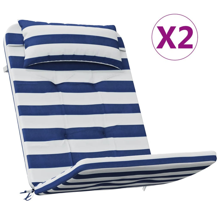 Perne scaun adirondack, 2 buc., dungi, albastru&alb, oxford WALTI