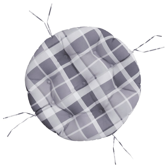 Pernă rotundă, gri, Ø 60x11 cm, țesătură Oxford, model carouri - WALTI WALTI