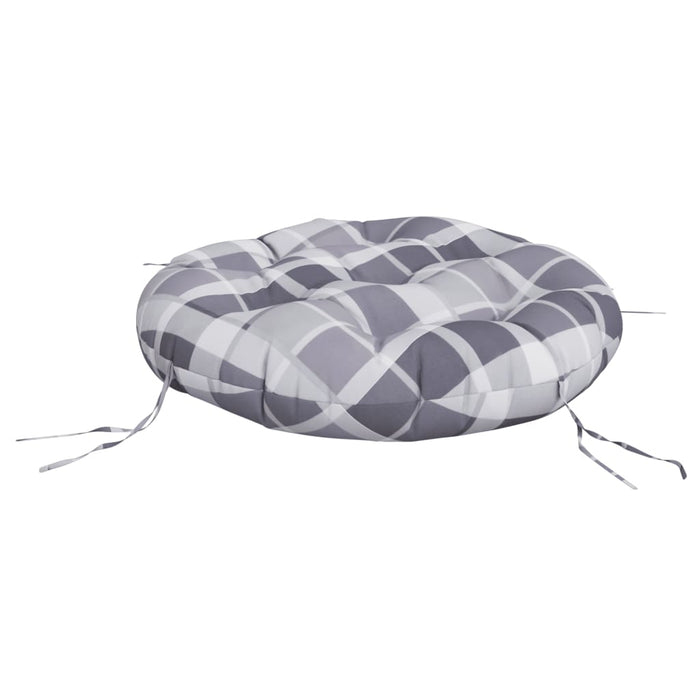 Pernă rotundă, gri, Ø 60x11 cm, țesătură Oxford, model carouri - WALTI WALTI