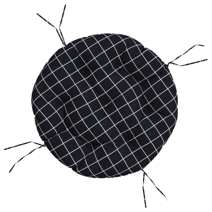 Pernă rotundă, negru, Ø 60x11cm, țesătură Oxford, model carouri - WALTI WALTI