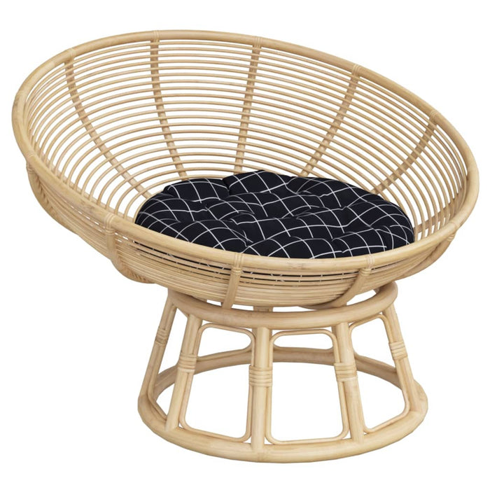 Pernă rotundă, negru, Ø 60x11cm, țesătură Oxford, model carouri - WALTI WALTI