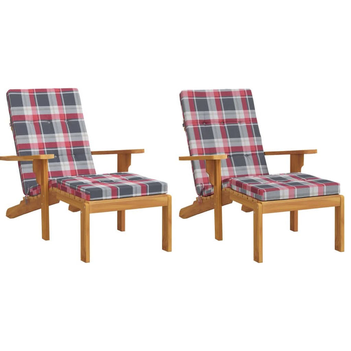 Perne scaun de terasă, 2 buc, roșu, carouri, textil Oxford - WALTI WALTI