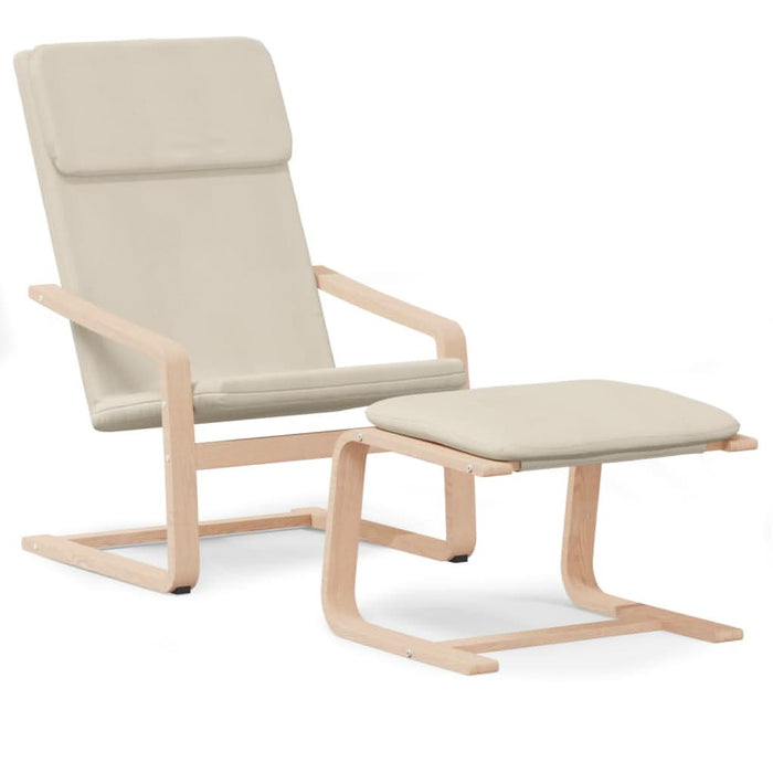 Scaun de relaxare cu taburet, crem, textil - WALTI WALTI