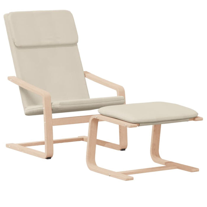 Scaun de relaxare cu taburet, crem, textil - WALTI WALTI