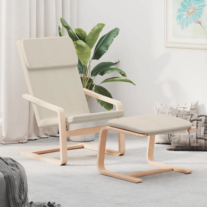 Scaun de relaxare cu taburet, crem, textil - WALTI WALTI