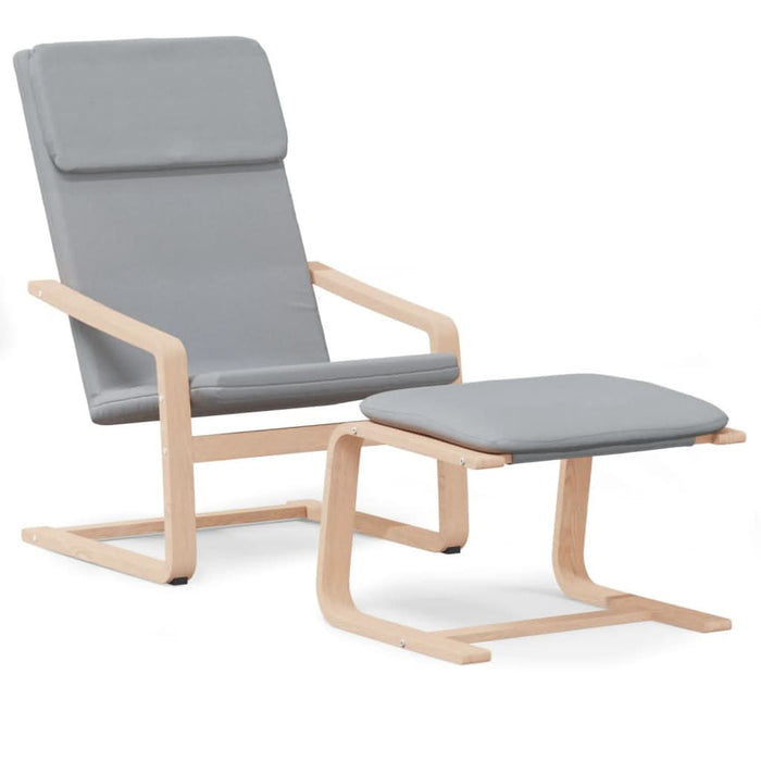Scaun de relaxare cu taburet, gri deschis, textil - WALTI WALTI