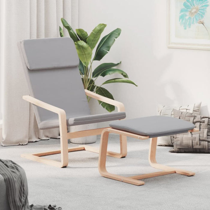 Scaun de relaxare cu taburet, gri deschis, textil - WALTI WALTI