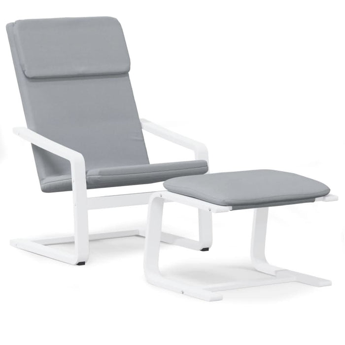 Scaun de relaxare cu taburet, gri deschis, textil - WALTI WALTI