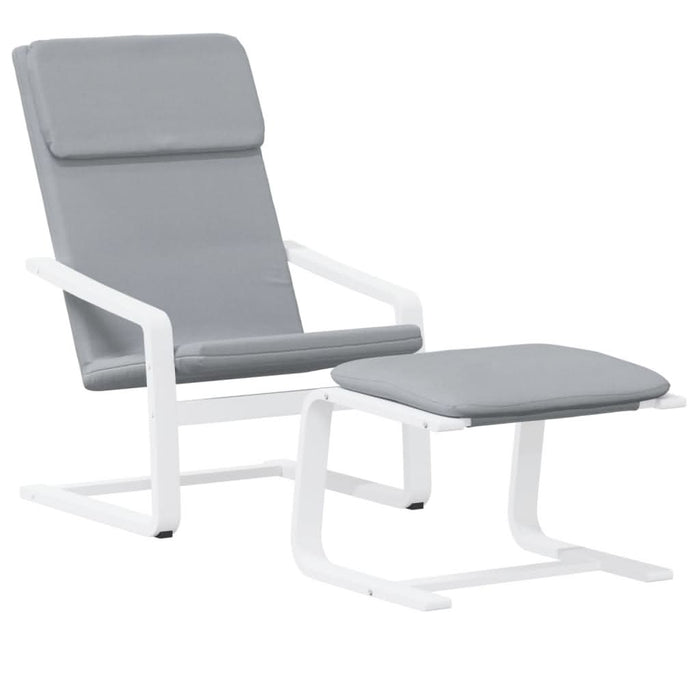 Scaun de relaxare cu taburet, gri deschis, textil - WALTI WALTI