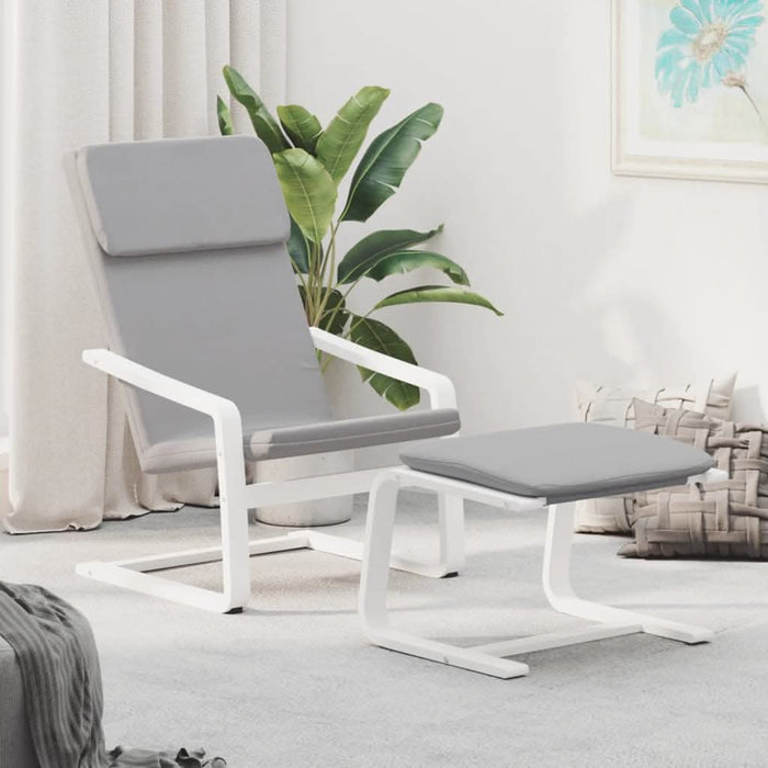 Scaun de relaxare cu taburet, gri deschis, textil - WALTI WALTI
