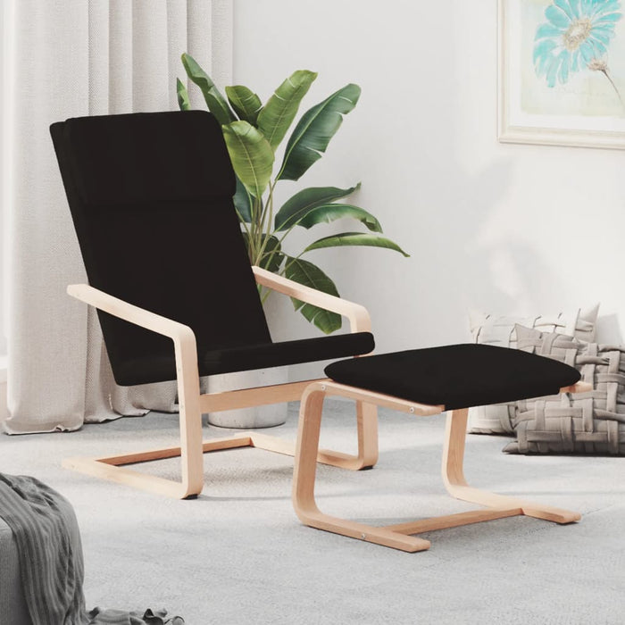 Scaun de relaxare cu taburet, negru, textil - WALTI WALTI