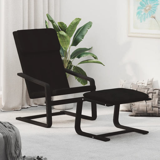 Scaun de relaxare cu taburet, negru, textil - WALTI WALTI