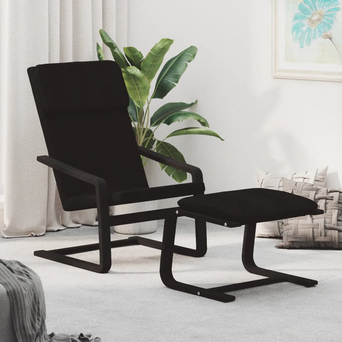 Scaun de relaxare cu taburet, negru, textil - WALTI WALTI