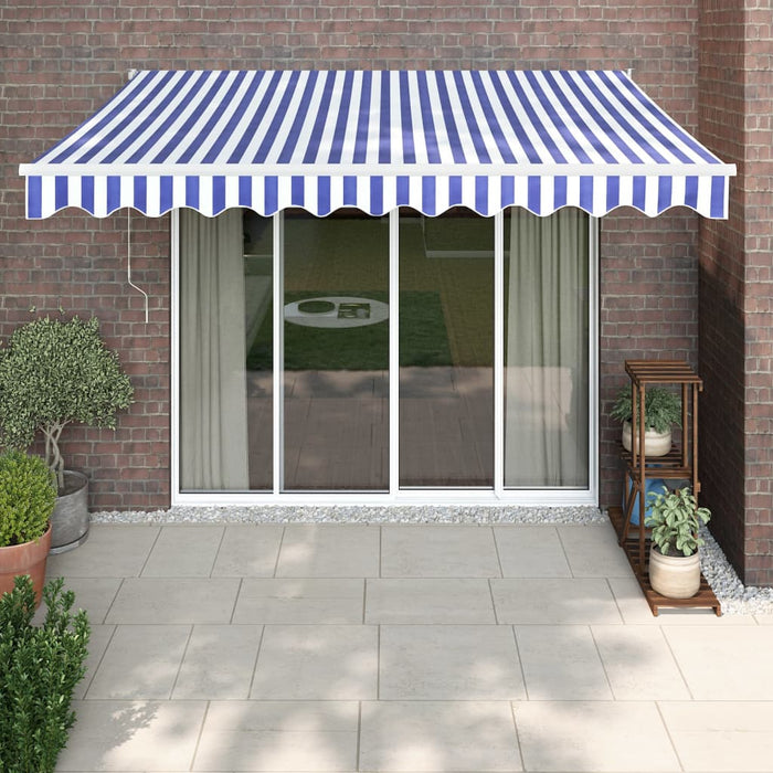 Copertină retractabilă albastru/alb, 3x2,5 m, textil/aluminiu - WALTI WALTI