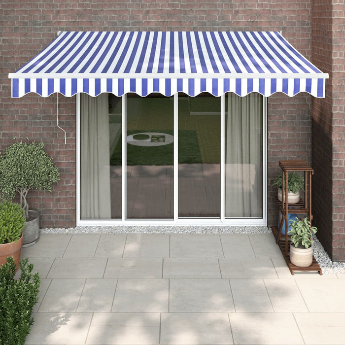 Copertină retractabilă albastru/alb, 3,5x2,5 m, textil/aluminiu - WALTI WALTI