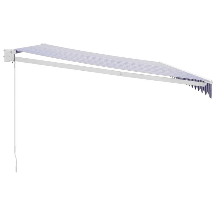 Copertină retractabilă albastru/alb, 5x3 m, textil/aluminiu WALTI