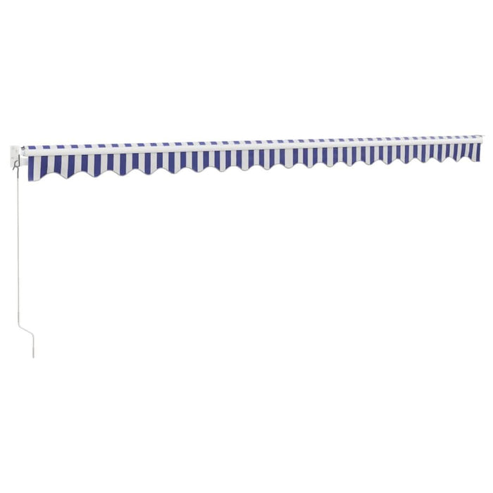 Copertină retractabilă albastru/alb, 5x3 m, textil/aluminiu WALTI
