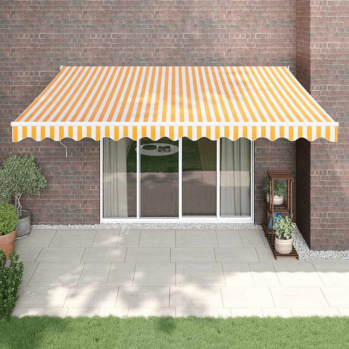 Copertină retractabilă galben și alb, 4x3 m, textil și aluminiu - WALTI WALTI