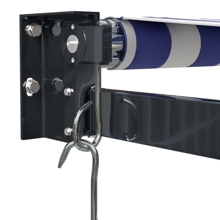 Copertină retractabilă albastru/alb, 3,5x2,5 m, textil/aluminiu WALTI