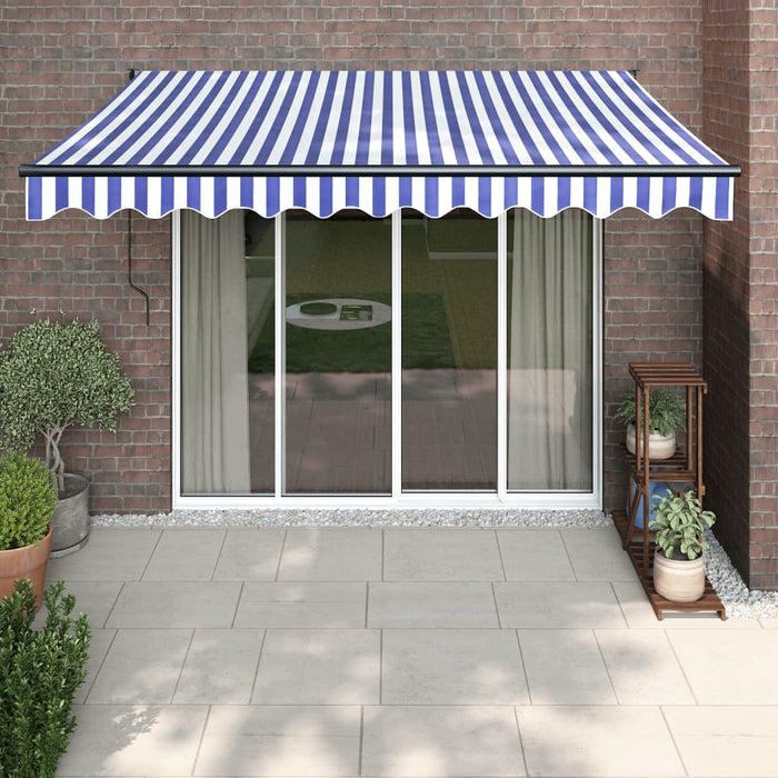 Copertină retractabilă albastru/alb, 3,5x2,5 m, textil/aluminiu WALTI