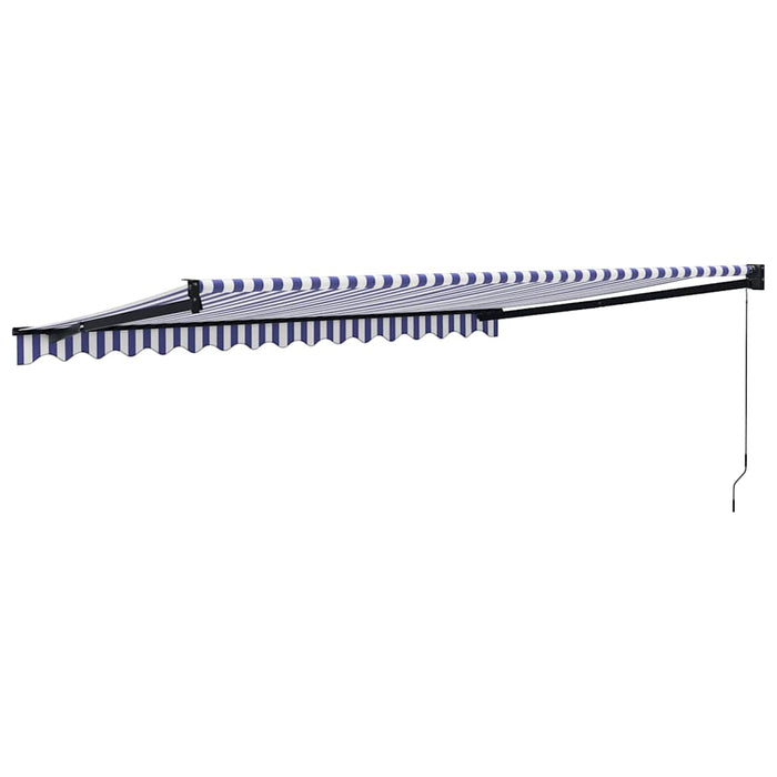 Copertină retractabilă albastru/alb, 4x3 m, textil/aluminiu WALTI