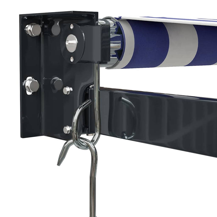 Copertină retractabilă albastru/alb, 4x3 m, textil/aluminiu WALTI