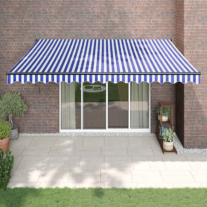 Copertină retractabilă albastru/alb, 4x3 m, textil/aluminiu WALTI