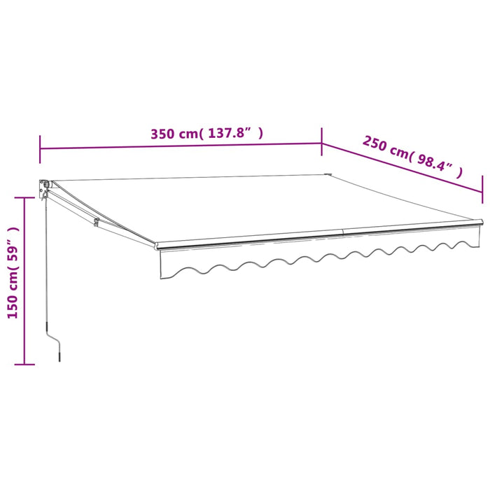 Copertină retractabilă, galben/alb, 3,5x2,5 m, textil/aluminiu - WALTI WALTI