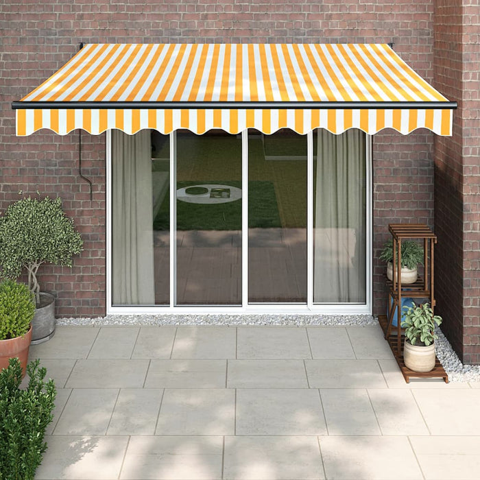 Copertină retractabilă, galben/alb, 3,5x2,5 m, textil/aluminiu - WALTI WALTI